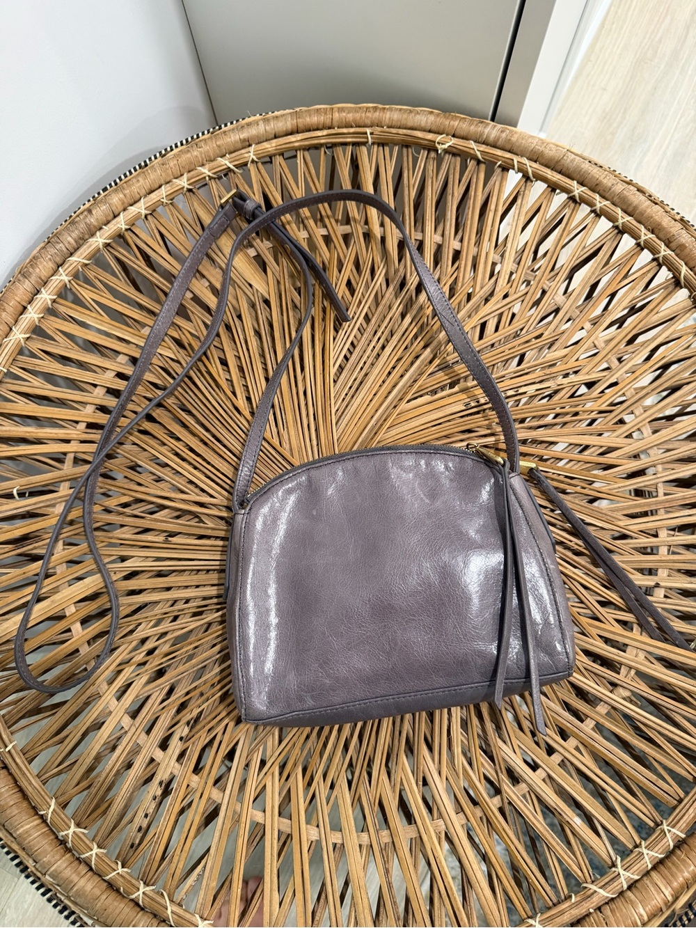 Hobo Evella gray leather crossbody bag